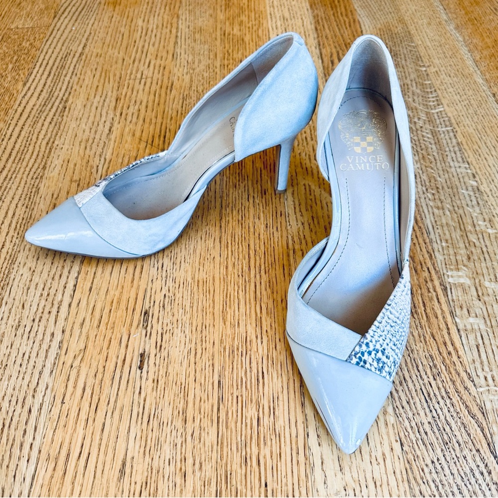 Vince Camuto Taupe and Snakeskin Rare Vintage Multi Neutral Pump, Women's Size 8